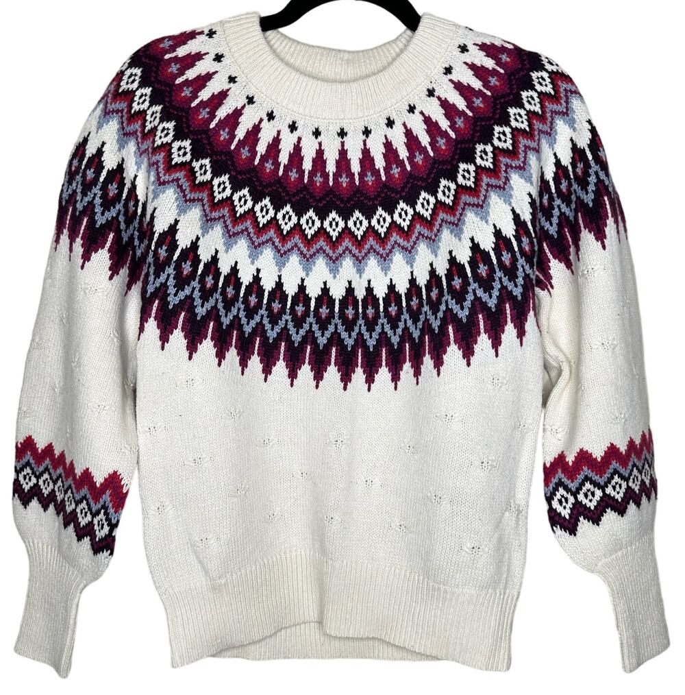 Sundance Catalog Eloise Fairisle Sweater Cotton Wool Blend Size XS NWT MSRP $148